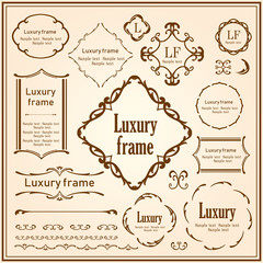 Royal monogram frame. Hand drawn crown emblem, vintage doodle sketch sign and elegant monograms. Decorative antique boutique signage border or floral ornament gold logo. Isolated vector symbols set