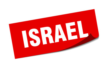 Israel sticker. Israel red square peeler sign