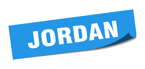 Jordan sticker. Jordan blue square peeler sign
