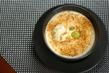 Soup on a restaurant table