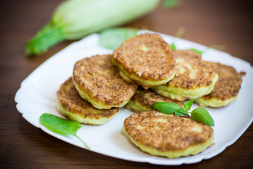 vegetable fritters made from green zucchini in a plate