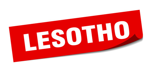 Lesotho sticker. Lesotho red square peeler sign