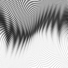 Abstract Gradually Transition Smooth Curved Lines From Dots Halftone. Design Element Technological Background with a Line in the Wave form Stylization of a Sound Wave Smooth