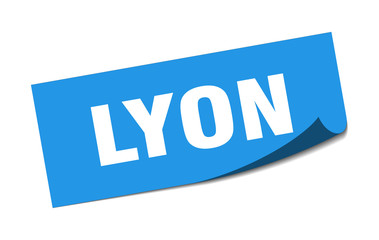 Lyon sticker. Lyon blue square peeler sign