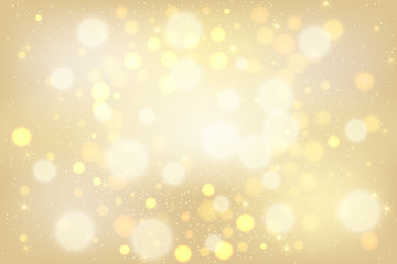 Obraz premium Golden bokeh background. Christmas glowing lights with sparkles. Holiday decorative effect.