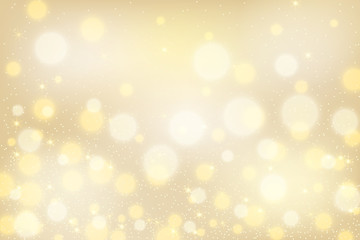 Obraz premium Golden bokeh background. Christmas glowing lights with sparkles. Holiday decorative effect.