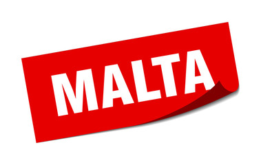 Malta sticker. Malta red square peeler sign