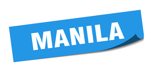 Manila sticker. Manila blue square peeler sign