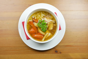 Soup on a restaurant table