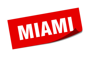 Miami sticker. Miami red square peeler sign