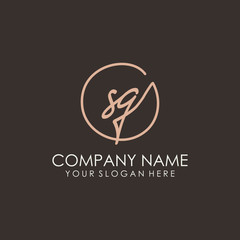 SG initials signature logo. Handwritten vector logo template connected to a circle. Hand drawn Calligraphy lettering Vector illustration.