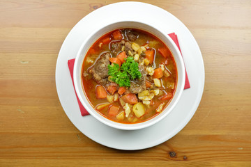 Soup on a restaurant table