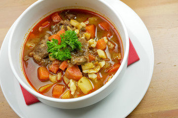 Soup on a restaurant table