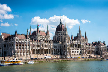 Fototapeta na wymiar HungaryThe Houses of Parliament in Budapest the Capital city of Hungary. In the Houses of Parliament the Crown Jewels of Hungary are on display under guard