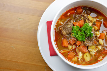 Soup on a restaurant table