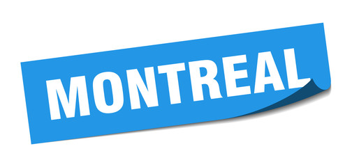 Montreal sticker. Montreal blue square peeler sign