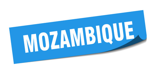 Mozambique sticker. Mozambique blue square peeler sign