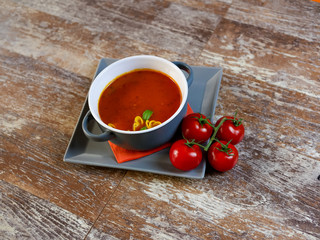 Soup on a restaurant table