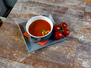 Soup on a restaurant table