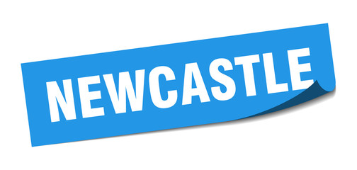 Newcastle sticker. Newcastle blue square peeler sign