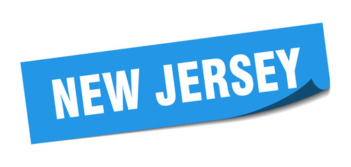 New Jersey sticker. New Jersey blue square peeler sign