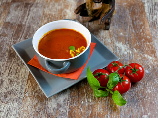 Soup on a restaurant table