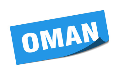 Oman sticker. Oman blue square peeler sign