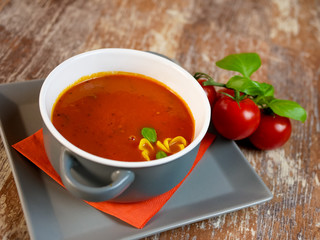 Soup on a restaurant table
