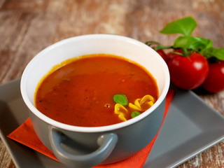 Soup on a restaurant table