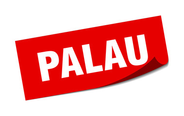 Palau sticker. Palau red square peeler sign