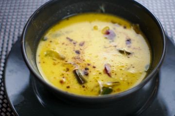 Soup on a restaurant table