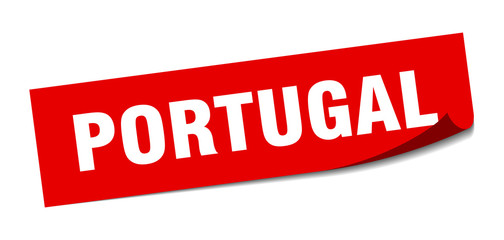 Portugal sticker. Portugal red square peeler sign