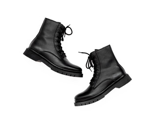 Women's fashion leather shoes for autumn, spring, European winter. Boots for a modern grunge woman....