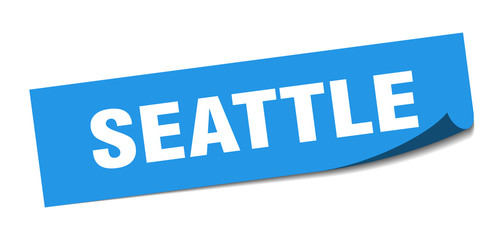 Seattle sticker. Seattle blue square peeler sign