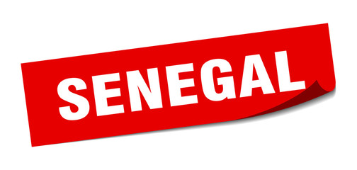 Senegal sticker. Senegal red square peeler sign