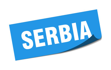 Serbia sticker. Serbia blue square peeler sign