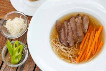 Soup on a restaurant table