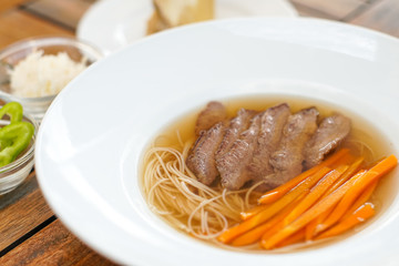 Soup on a restaurant table