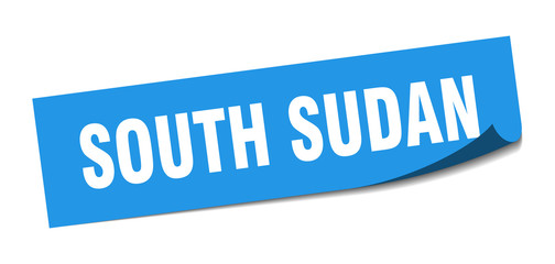 South Sudan sticker. South Sudan blue square peeler sign