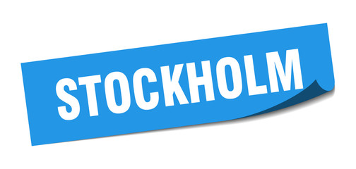 Stockholm sticker. Stockholm blue square peeler sign