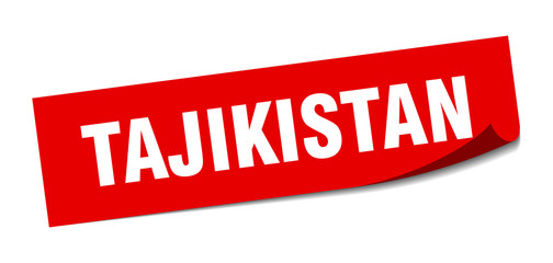 Tajikistan sticker. Tajikistan red square peeler sign