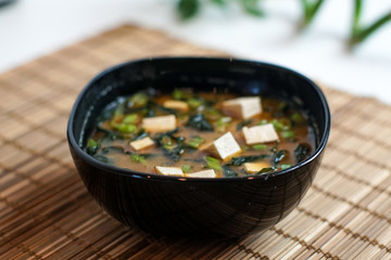 Soup on a restaurant table