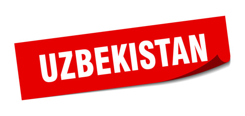 Uzbekistan sticker. Uzbekistan red square peeler sign