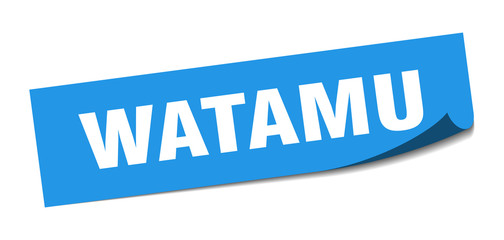 Watamu sticker. Watamu blue square peeler sign