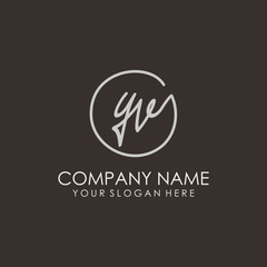 YV initials signature logo. Handwritten vector logo template connected to a circle. Hand drawn Calligraphy lettering Vector illustration.
