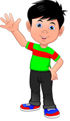 cute Happy boy cartoon waving