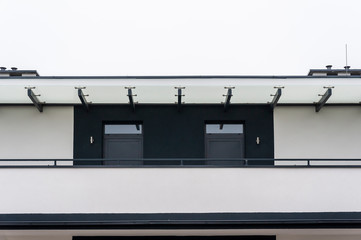 Modern building facade with doors