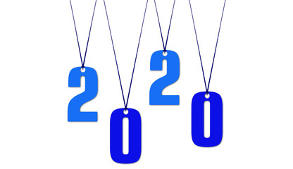 Obraz na płótnie Canvas 2020 Hanging digits on transparent background.vector illustrator.