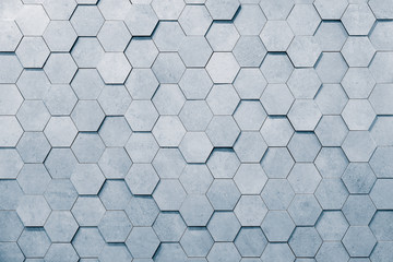 Geometric hexagons. Abstract silver metal background. Toning.