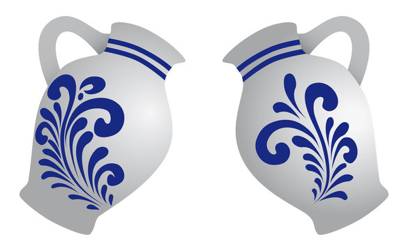 Zwei Bembel f&uuml;r Apfelwein aus Hessen, Vektorgrafik